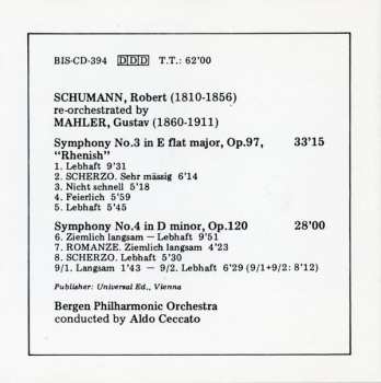 CD Robert Schumann: Symphonies N°3 In E Flat, Op.97 "Rhenish", N°4 In D Minor, Op.120 - Re-orchestrated by Gustav Mahler 300228