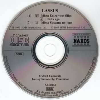 CD Roland de Lassus: Masses For Five Voices • Infelix Ego 324410
