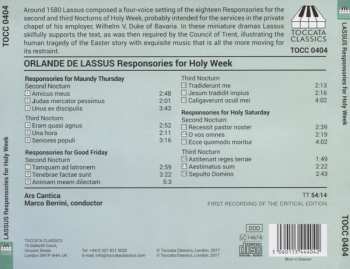CD Roland de Lassus: Responsories For Holy Week 329127