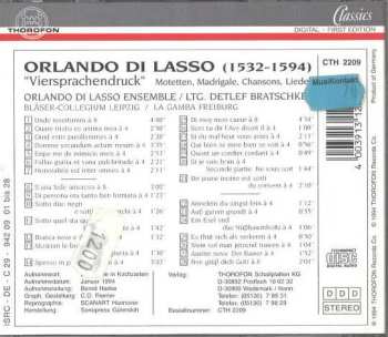 CD Roland de Lassus: »Viersprachendruck« (Motetten • Madrigale • Chansons • Lieder) 539000
