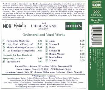CD Rolf Liebermann: Concerto For Jazz Band And Symphony Orchestra • Medea-Monolg (Cantata) • Furioso For Orchestra 321579