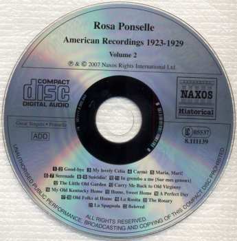 CD Rosa Ponselle: American Recordings 1923 - 1929, Volume 2 188558