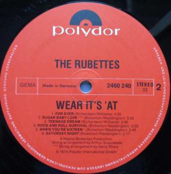 LP The Rubettes: Wear It's 'At