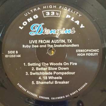 LP Ruby Dee And The Snakehandlers: Live From Austin Texas 81969