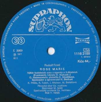 LP Rudolf Friml: Rose Marie - Scény Z Operety
