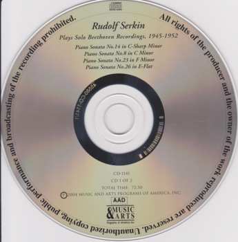 2CD Rudolf Serkin: Serkin Plays Beethoven: The 1945-1952 Solo PIano Recordings For Columbia  299553