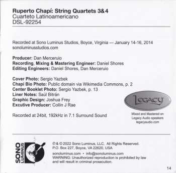 CD Ruperto Chapi: String Quartets 3&4 294712