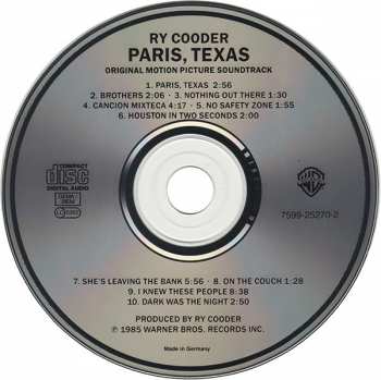CD Ry Cooder: Paris, Texas - Original Motion Picture Soundtrack 48526