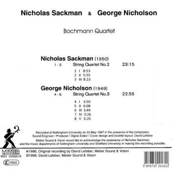 CD Nicholas Sackman: String Quartet No. 2 / String Quartet No. 3