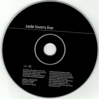 CD Sade: Lovers Live 22170