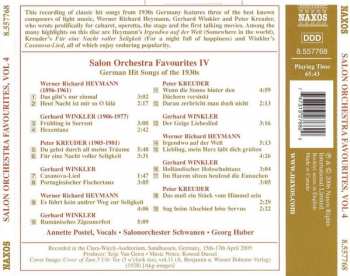 CD Salonorchester Schwanen: Salon Orchestra Favorites IV (German Hit Songs Of The 1930s) 424222