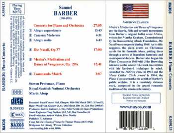 CD Samuel Barber: Piano Concerto • Medea's Meditation And Dance Of Vengeance 251547