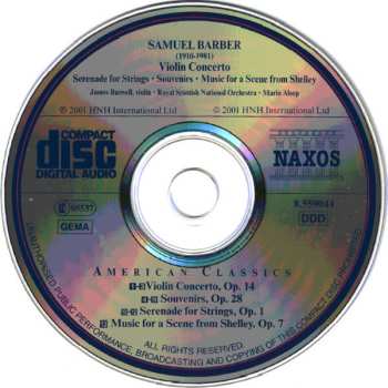 CD Samuel Barber: Violin Concerto • Music For A Scene From Shelley • Souvenirs (Ballet Suite) 457974