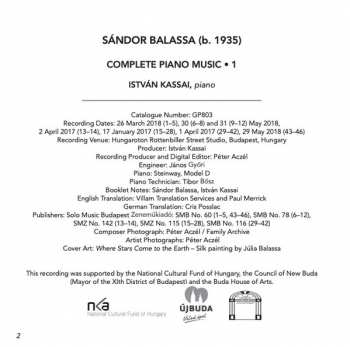 CD Sándor Balassa: Complete Piano Music • 1 331307
