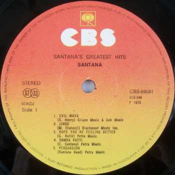 LP Santana: Santana's Greatest Hits 410441