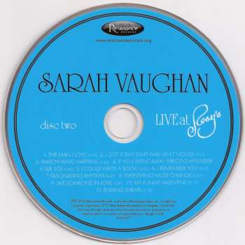 2CD Sarah Vaughan: Live At Rosy's 329143