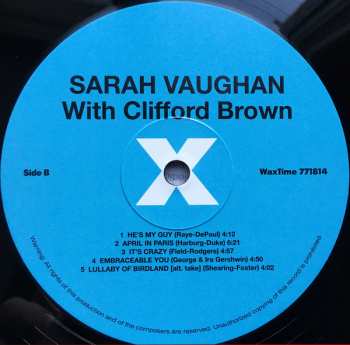 LP Sarah Vaughan: Sarah Vaughan With Clifford Brown LTD