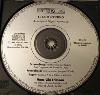 CD Arnold Schoenberg: Organ Music 400603
