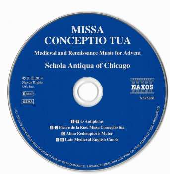CD Schola Antiqua Of Chicago: Missa Conceptio Tua (Medieval And Renaissance Music For Advent) 239081