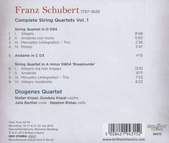 CD Franz Schubert: Complete String Quartets, Volume 1 (String Quartet D804 'Rosamunde' / String Quartet D94 / Andante D3)