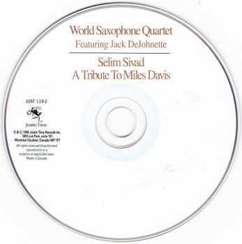 CD World Saxophone Quartet: Selim Sivad. Tribute To Miles Davis With African Drums 49621