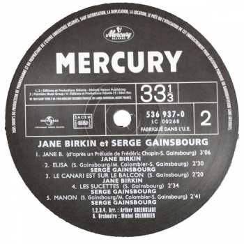 LP Serge Gainsbourg: Jane Birkin - Serge Gainsbourg 150116