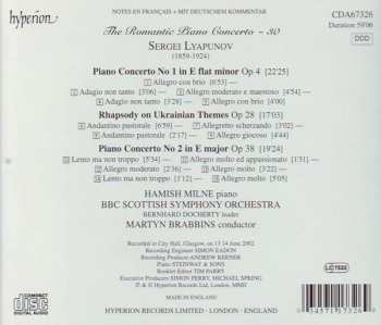 CD Sergei Lyapunov: Piano Concerto No 1, Op 4 / Piano Concerto No 2, Op 38 / Rhapsody On Ukrainian Themes, Op 28 335618