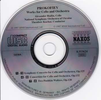 CD Sergei Prokofiev: Music For Cello And Orchestra 337422