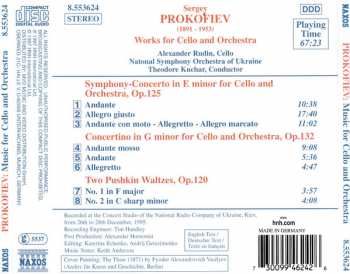 CD Sergei Prokofiev: Music For Cello And Orchestra 337422