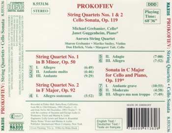 CD Sergei Prokofiev: String Quartets Nos. 1 & 2 / Cello Sonata, Op. 119 321587