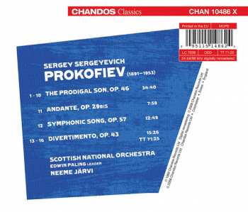 CD Sergei Prokofiev: The Prodigal Son · Divertimento · Andante (Op.29BIS) · Symphonic Song 322084