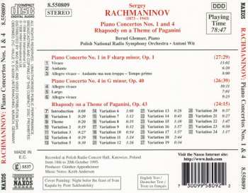 CD Sergei Vasilyevich Rachmaninoff: Piano Concertos Nos. 1 And 4 / Rhapsody On A Theme Of Paganini 304917