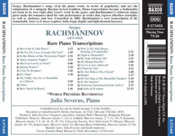 CD Sergei Vasilyevich Rachmaninoff: Rare Piano Transcriptions 178925