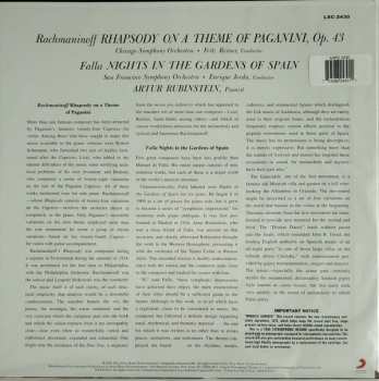 LP Sergei Vasilyevich Rachmaninoff: Rhapsody On A Theme Of Paganini / Nights In The Gardens Of Spain LTD 446037