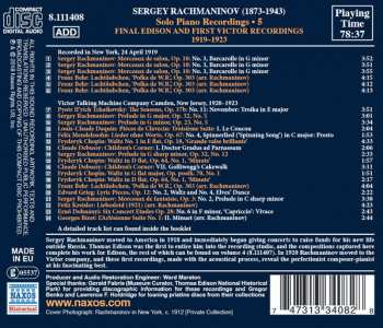 CD Sergei Vasilyevich Rachmaninoff: Solo Piano Recordings • 5 327886