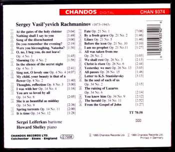 CD Sergei Vasilyevich Rachmaninoff: Songs 319642