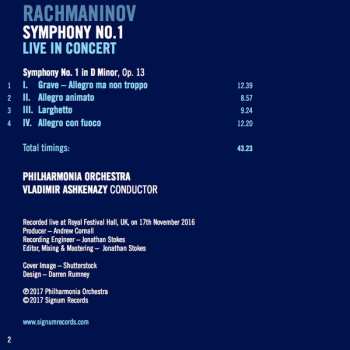 CD Sergei Vasilyevich Rachmaninoff: Symphony No. 1 Live In Concert 337325