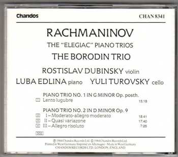 CD Sergei Vasilyevich Rachmaninoff: The "Elegiac" Piano Trios (No. 1 In G Minor Op. Posth. / No. 2 In D Minor Op. 9) 325889