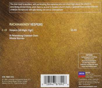 CD Sergei Vasilyevich Rachmaninoff: Vespers (All-Night Vigil) 280161