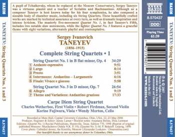 CD Sergey Ivanovich Taneyev: Complete String Quartets • 1 (String Quartets Nos. 1 And 3)