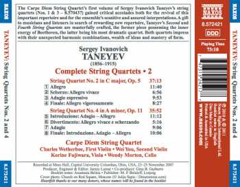 CD Sergey Ivanovich Taneyev: Complete String Quartets • 2 (String Quartets Nos. 2 And 4)