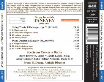 CD Sergey Ivanovich Taneyev: String Trio, Op. 31 • Piano Quartet, Op. 20 323498