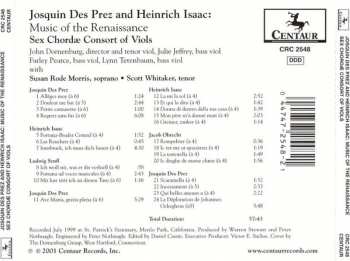 CD Sex Chordae Consort Of Viols: Josquin Des Prez And Heinrich Isaac: Music Of The Renaissance - Sex Chordae Consort Of Viols 104536