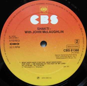 LP Shakti: Shakti With John McLaughlin