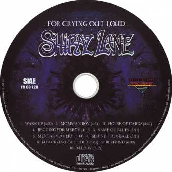 CD Shiraz Lane: For Crying Out Loud 13002