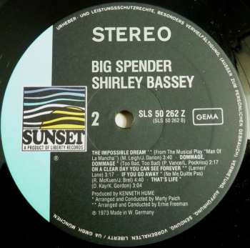 LP Shirley Bassey: Big Spender