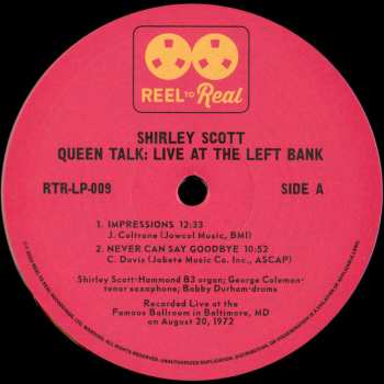 2LP Shirley Scott: Queen Talk: Live At The Left Bank LTD | NUM 452415