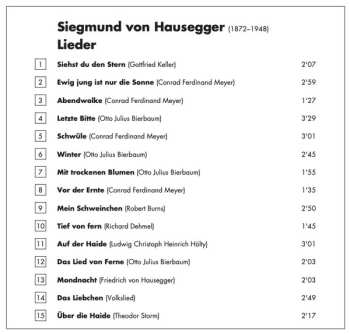 CD Siegmund von Hausegger: Lieder