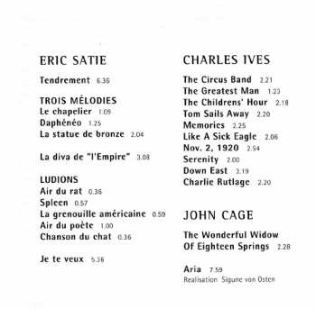 CD Sigune Von Osten: Eric Satie / Charles Ives / John Cage 261034