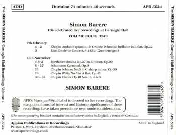 CD Simon Barere: His Celebrated Live Recordings At Carnegie Hall - Volume Four: 1949 299545